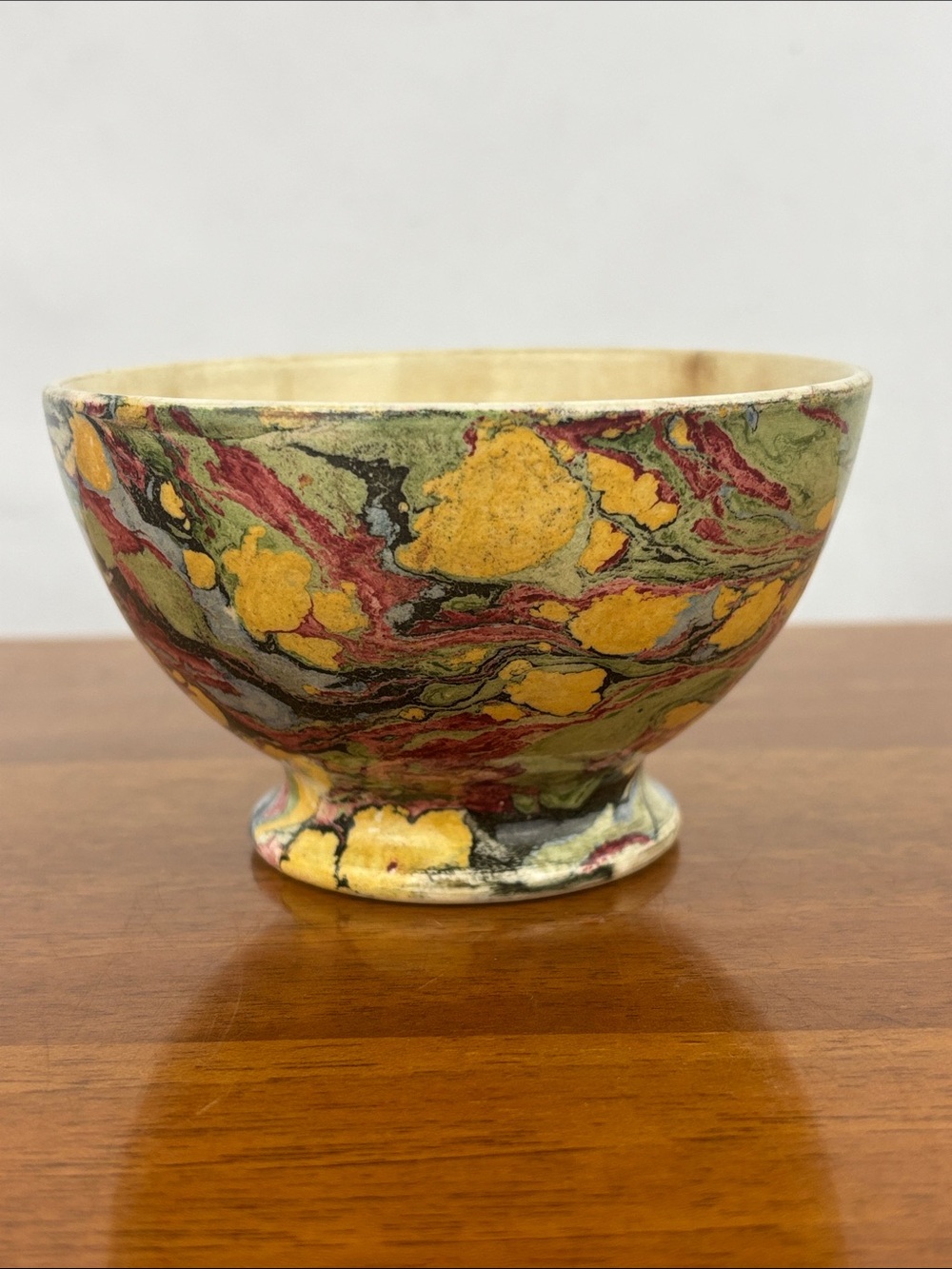 Antique Maastricht marbled cafe au lait bowl agateware society ceramique 1890s